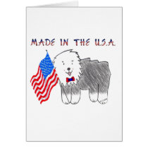Old English Sheepdog Made In The USA Card by giftsjustforuholiday Old English Sheepdog Made In The USA Card