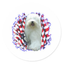 Old English Sheepdog Patriot Round Stickers