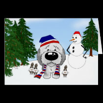Old English Sheepdog Winter Scene cards
