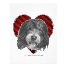 Old English Sheepdog with Heart Custom Invites