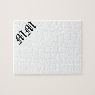 Old English Text Letters MM on White Background Puzzle