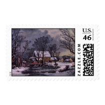 Old farm scene postage