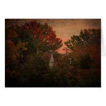 Old Farmhouse in Autumn Woods note card
