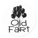 Old Fart Black Balloons Stickers