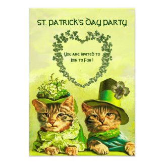 OLD FASHION IRISH CATS ,ST.PATRICK'S DAY PARTY CARD