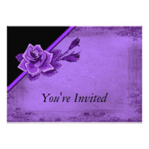 Old Fashion Purple Rose Floral Custom Announcement