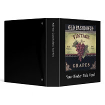 Old Fashion Vintage Grapes, Purple and Black Wine Vinyl Binder