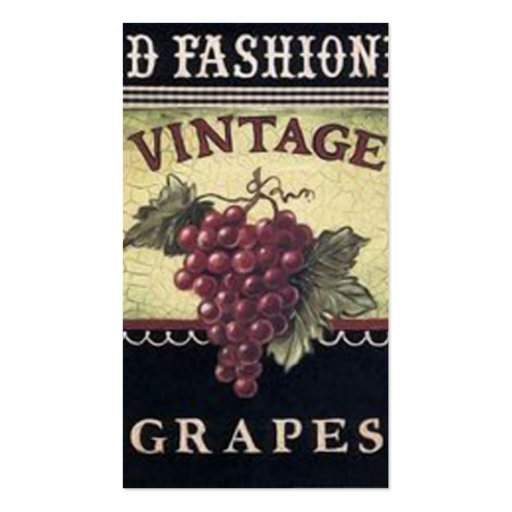 Old Fashion Vintage Grapes, Purple and Black Wine Business Card Templates (back side)