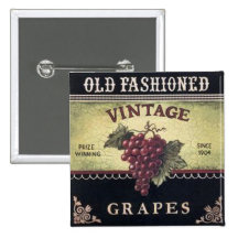 Old Fashion Vintage Grapes, Purple and Black Wine Button
