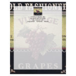 Old Fashion Vintage Grapes, Purple and Black Wine Customized Letterhead