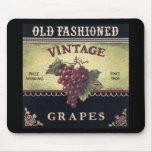 Old Fashion Vintage Grapes, Purple and Black Wine mousepads