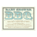 Old Fashioned Baby Shower BBQ in Blue Invitation