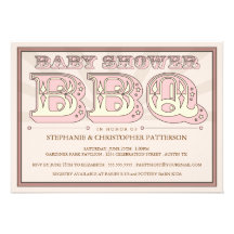 Old Fashioned Baby Shower BBQ in Pink Invitation