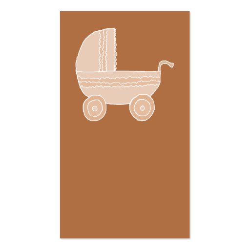 Old Fashioned Beige Baby Stroller on Brown. Business Card Templates