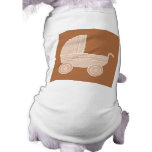 Old Fashioned Beige Baby Stroller on Brown. Dog Clothes