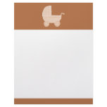 Old Fashioned Beige Baby Stroller on Brown. Customized Letterhead