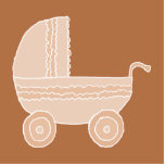 Old Fashioned Beige Baby Stroller on Brown. Acrylic Cut Out