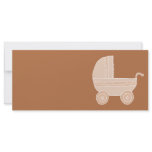Old Fashioned Beige Baby Stroller on Brown. Rack Card Template