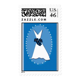 Old fashioned blue bridal postage stamp stamp