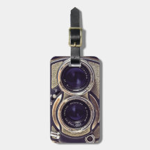 old fashioned camera luggage tag