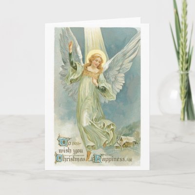 Old Fashioned Christmas Angel Gloria Greeting Card