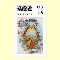Old fashioned Christmas greeting stamps