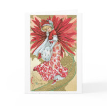 Old Fashioned Christmas Poinsettia Lady Card