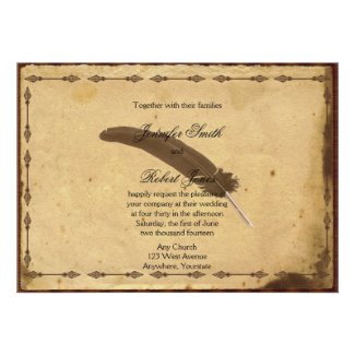 Old Fashioned Elegance Parchment Quill Wedding Custom Announcement