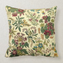 Old Fashioned Floral Abundance Throw Pillows