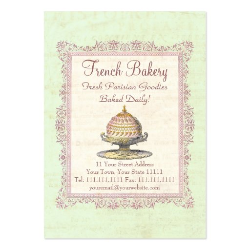 Old Fashioned French Bakery Vintage Business Card Templates (back side)