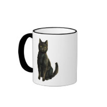 Old Fashioned Halloween Black Cat Coffee Mugs