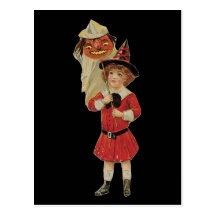 Old Fashioned Halloween Girl Postcard