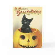 Old Fashioned Merry Halloween Cat card