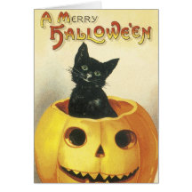 Old Fashioned Merry Halloween Cat Cards