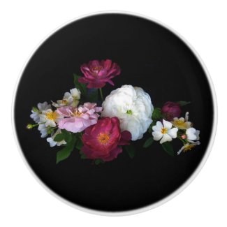 Old Fashioned Rose Flowers Ceramic Knob