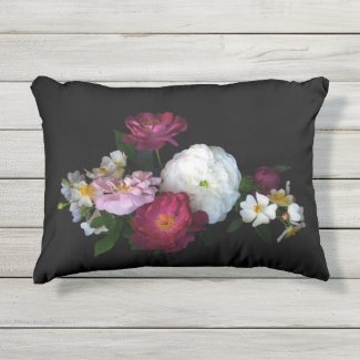 Old Fashioned Rose Garden Flowers Outdoor Pillow