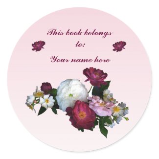Old-Fashioned Roses Bookplate Classic Round Sticker