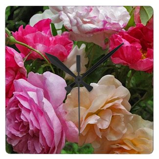 Old Fashioned Roses Clock