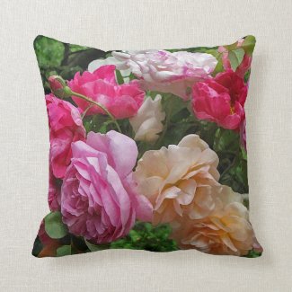 Old Fashioned Roses Throw Pillow