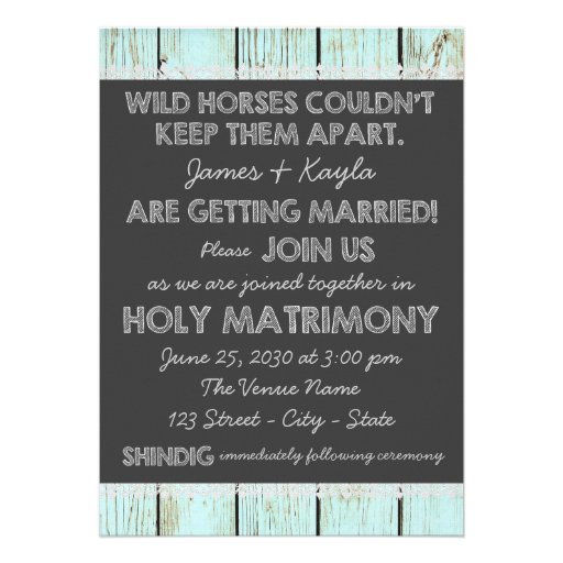 Old Fashioned Rustic Country Chalkboard Wedding Personalized Announcements