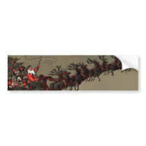 Old Fashioned Santa and Reindeer Sleigh Bumper Sticker