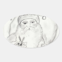 Old Fashioned Santa Oval Sticker