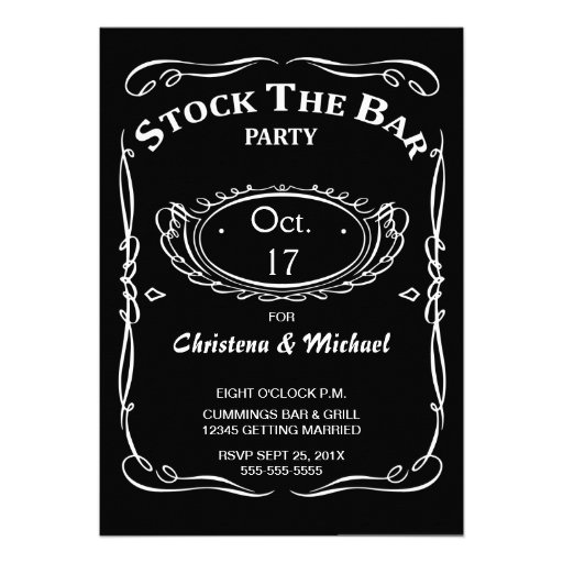 Old Fashioned Stock The Bar Shower Invitation (front side)