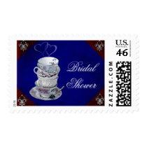 Old fashioned teacups for Bridal Shower Tea Party Stamp