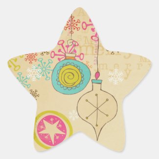 Old Fashioned Typography Holiday Star Sticker