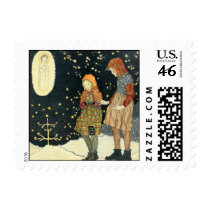 Old fashioned vintage Christmas Postage Stamps
