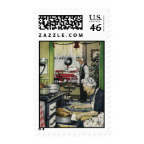 Old Fashioned Vintage Home Kitchen Christmas Postage Stamps