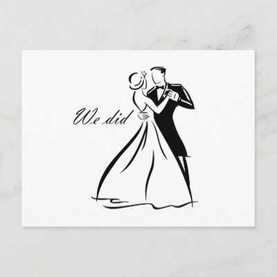 Old Fashioned Wedding Couple dancing Postcards by Eholidayz
