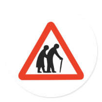 old folks round stickers
