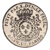 Old French Document Stamp Round Sticker